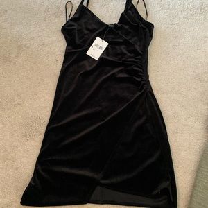 Black velvet mini dress